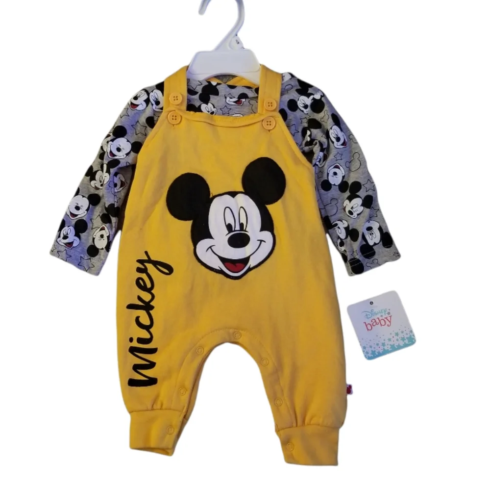 Baby Disney Mickey Mouse Overalls and Shirt 2-piece set. Size 0-3 Months - Picture 6 of 6